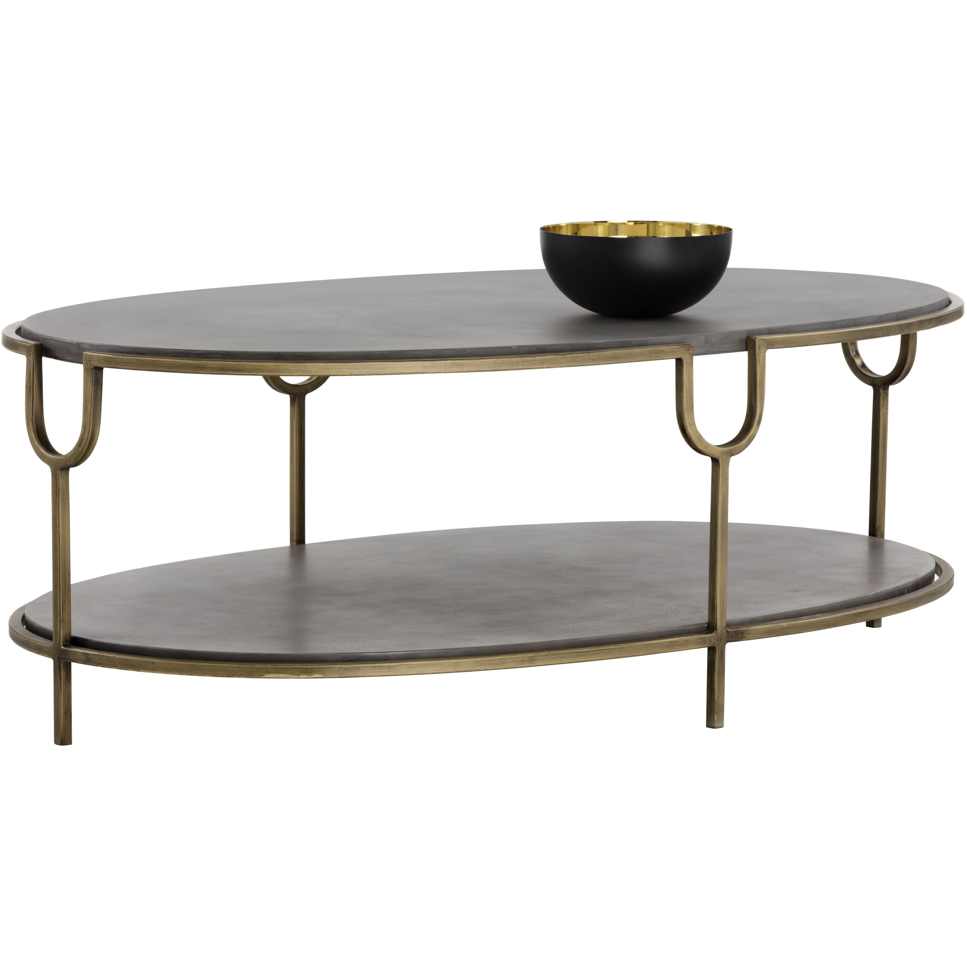 Arya 51 X 31.5 inch Grey / Antique Brass Coffee Table